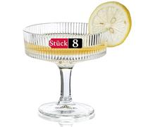 Srgeilzati Lot de 8 verres coupé nervurés | Verres à martini | Verres à cocktail vintage 20 cl (8, T1004)