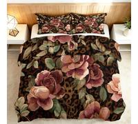 Srigzcaly Couette 240x260 4 Saisons Vintage, Couette Rose Marron Guépard Imprimé Animal pour lit 2 Personnes, Couverture Quilting d'Réversible sans Housse pour Femmes - Lavable en Machine