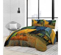 Srigzcaly Couette en Chaude 240x220cm Multicolore Couette de Lit, Peinture À L’Huile Terrasse Café Parure de Lit Réversible - Edredon Toutes Saisons pour lit 2 Personnes avec 2 Taies d'oreiller