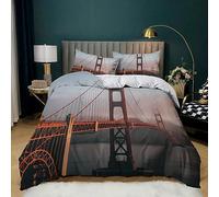 Srigzcaly Housse de Couette 200x200 cm Pont du Golden Gate de San Francisco Parure de Lit et 2 Taies d'oreiller, Microfibre Confortable Ensemble de Literie pour 2 Personnes, pour Enfant Ado et Adulte