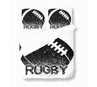 Srigzcaly Parure de Lit 3 Pièces Housse de Couette 140 x 200 cm avec 2 Taies d'oreiller 65 x 65 cm, Motif Rugby Sportif 3D Réversible en Microfibre avec Fermeture Éclair pour 1 Personne