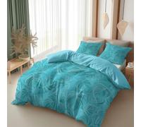 Srigzcaly Parure de Lit 90 x 190 cm Imprimé Feuille créatif Housse de Couette en Microfibre 1 Personne pour Enfant Ado Fille, Bleu Clair Housse de Couette et 2 Taie d'oreiller 65x65 cm