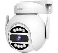 SRIHOME SH047 4MP Réseau WiFi à double bande, Caméra de surveillance PTZ, Suivi de mouvement, Vision Nocturne, IP66 étanche, Audio 2-Way, Protection de la vie privée, utilisation intérieure/extérieure