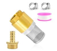 SRJQXH Vanne Non Retour Pompe, 3/4" Clapet Anti Retour, Filtre en Acier Inoxydable, Laiton Crépine Aspiration, avec Raccord Mâle 3/4" et Ruban Brut, pour Tuyau D'aspiration, Pompe