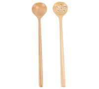 Srliya Cuillère en Bois Cuillère de Cuisine de Cuisson en Bois de Hêtre à Long Manche Petite Bouche Ronde Texture Polie Brillante [marque] avec Manche Fin pour Remuer, Se