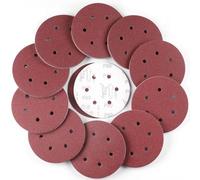Sruhrak 150 mm Disques Abrasifs, 100 Pièces Rond Disque Ponçage 60 Grain | 8 Trous de Différentes Tailles Papier Poncer pour Ponceuse Excentrique (Oxyde d'aluminium)