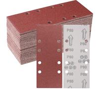 Sruhrak 50 Pièces Papier a Poncer, 93 X 230mm Feuilles Abrasives 80 Grains Abrasives Papier pour Ponceuse Vibrante Polir et Enlever La Rouille
