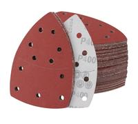 Sruhrak 60 pièces Abrasif pour Ponceuse 152 x 105 mm Feuille abrasive triangulaire, 11 trous avec crochets et boucles Grain 400 à Abrasif pour Ponceuse électrique Bois Métal Plastique