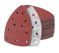 Sruhrak 60 pièces Abrasif pour Ponceuse 152 x 105 mm Feuille abrasive triangulaire, 11 trous avec crochets et boucles Grain 80 à Abrasif pour Ponceuse électrique Bois Métal Plastique