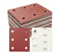 SRunDe 60 Pièces 115 x 101mm Papier Abrasif pour Ponceuse 80 Grain | 6 Trous Papier de Verre Compatible avec Makita BO4555 BO4554 BO4561DBO484Z DBO480Z BO4565K BO4565J