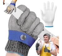 Srup Gant Anti Coupure Cuisine, Gant Huitre Protection, Gants Résistants Coupures Acier Inoxydable, Gants résistants aux coupures de Maille d'acier Inoxydable, Gants Anti Coupure Niveau 9