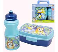 SRV Hub Ensemble de déjeuner pour enfant Bluey 2 pièces - Boîte à déjeuner pour enfants avec personnage de dessin animé, bouteille d'eau de sport, boîte à collation en plastique et bouteille d'eau