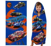 SRV Hub Hot Wheels Serviette de plage en coton pour enfants - 140 x 70 cm - Super douce et à séchage rapide - Motif course automobile - Pour garçons - Légère - Facile à transporter - Lavable en