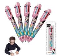 SRV Hub Minnie Mouse Lot de 5 stylos à bille rétractables 6 en 1 multicolores à pointe fine de 0,5 mm, ensemble de papeterie mécanique arc-en-ciel pour enfants, étudiants, bureau et cadeaux