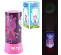 SRV Hub Peppa Pig Veilleuse projecteur LED pour enfants - Lampe de table cylindrique de 19 cm - Lampe de bureau rotative à piles pour chambre à coucher, cadeau pour bébé, tout-petit, fille, garçon, à