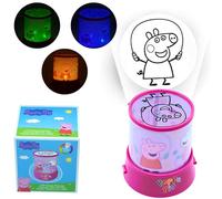 SRV Hub Veilleuse LED avec projecteur Peppa Pig pour enfants - Lampe cylindrique portable de 12 cm fonctionnant sur piles pour la chambre, le bureau ou la crèche - Lampe de table Peppa Pig portable