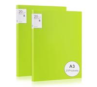 Srvnpioy 2 Pièces Porte-Vues A3 20 Pochettes 40 vues, Livre D'affichage, Présentation Affichage du Livre A3 Protège-Documents, en Polypropylène,Vert