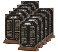 Srvnpioy Lot de 10 Presentoir de Table A5 en Acrylique, Porte Menu A5 T-Standard, Support Menu en bois pour Tables, Présentoir Plexi pour Restaurant, Hôtel, école, Bureau, Conférence, Réception