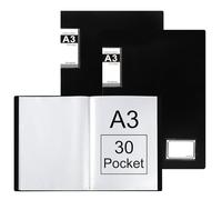 Srvnpioy Lot de 2 Porte-Documents Présentation A3, 30 Pochettes, PP, Noir | Porte-Vues A3 Classeur de Présentation 60 Vues, Affichage du Livre pour Portfolios, Dessin et Peinture