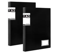 Srvnpioy Lot de 2 Porte-Documents Présentation A3, 80 Pochettes, PP, Noir | Porte-Vues A3 Classeur de Présentation 160 Vues, Affichage du Livre pour Portfolios, Dessin et Peinture