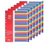 Srvnpioy Lot de 6 Intercalaires A4 1-31, en polypropylène, 31 Onglets imprimés alphabétiques de 1-31, Multicolore, 11-trous Onglets Renforcés avec Table des Matières, pour classeurs à anneaux