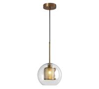 SSBHDM Lustre à tête unique de base E27, abat-jour de lampe suspendue en verre métallique personnalisé, suspension de style industriel moderne, luminaires de décoration de cuisine de chambre à coucher
