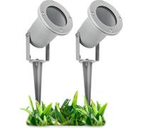 SSC-LUXon 2 pièces lampes de jardin avec courant en gris IP65 avec câble 1,8m fiche Schuko - Spot projecteur de jardin GU10 pour extérieur IP65