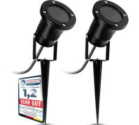 SSC-LUXon 2 pièces Projecteur de jardin avec piquet de terre & câble Schuko 1,8 mètre pour extérieur IP65 - Lampe de jardin noire Douille pour 1x GU10