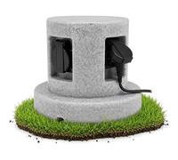 SSC-LUXon BAWI prise de jardin 4 prises en finition pierre - multiprise | Résistant aux intempéries selon la norme IP, robuste et durable, idéal pour l'entrée, la terrasse et les allées.