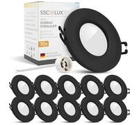 SSC-LUXon BEDA - lot de 10 spots encastrables noirs ronds IP65 pour GU10 - spot encastrable salle de bain douche et exterieur couvert 230V sans ampoule