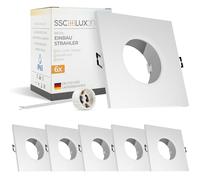 SSC-LUXon BEDA Spot LED Encastrable Carré Blanc IP65 - Lot 6 Spots GU10, Compatible Module LED, Découpe 60-75mm, Salle de Bain & Extérieur