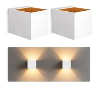 SSC-LUXon EPITA - Lot de 2 appliques murales intérieur blanc or - lampe | Crée une ambiance chaleureuse et tamisée, pose simple et finition soignée au rendu élégant et raffiné.