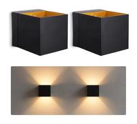 SSC-LUXon EPITA - Lot de 2 appliques murales intérieur noir et or - lampe | Crée une ambiance chaleureuse et tamisée, pose simple et finition soignée au rendu élégant et raffiné.