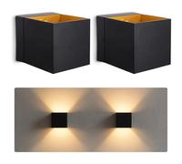 SSC-LUXon EPITA - Lot de 2 appliques murales intérieur noir et or | lampe murale design avec douille G9 | éclairage Up & Down à double faisceau | luminaire moderne pour salon, chambre, couloir