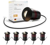 SSC-LUXon JAVO spot encastrable LED extérieur IP67 230 V noir Ø 47 mm avec éclairage latéral - Éclairage de sol discret pour allées, chemins et terrasses