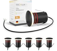 SSC-LUXon JAVO Spot encastrable LED pour l'extérieur 230 V IP67 anti-éblouissant en noir - Éclairage indirect au sol pour jardin, allées et entrée Ø 50 mm