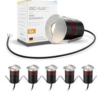 SSC-LUXon JAVO 6 pièces spot encastré de sol extérieur IP67 blanc chaud Ø 47mm - lampe de chemin en aluminium 230V avec lumière latérale