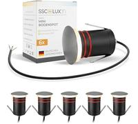 SSC-LUXon 6x JAVO Mini Jardin Encastrement LED 230V Spots indirects non éblouissants - Lampes de sol inoxydables IP67 résistantes au piétinement et aux intempéries