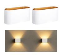 SSC-LUXon JOBERO - Lot de 2 appliques murales intérieures blanc et or | Crée une ambiance chaleureuse et tamisée, pose simple et finition soignée au rendu élégant et raffiné.
