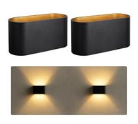 SSC-LUXon JOBERO - Lot de 2 appliques murales intérieures noir or | Crée une ambiance chaleureuse et tamisée, pose simple et finition soignée au rendu élégant et raffiné.