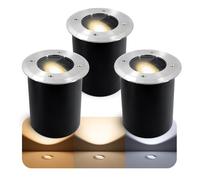SSC-LUXon JUAVI Lot de 3 spots de sol à intensité variable et orientable IP67 ronds - avec LED GU10 7 W blanc chaud 230 V - Spot encastrable au sol