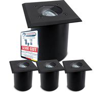 SSC-LUXon JUAVI, lot de 4 luminaires encastrés au sol pour l'extérieur, IP67 - Projecteurs encastrés au sol noir mat, 230 V, résistants au passage de véhicules, pour 1 ampoule GU10 (ampoule non fourni