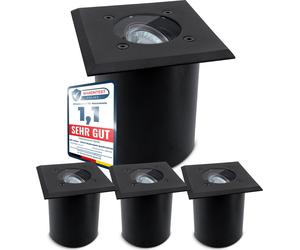 SSC-LUXon JUAVI, lot de 4 luminaires encastrés au sol pour l'extérieur, IP67 - Projecteurs encastrés au sol noir mat, 230 V, résistants au passage de véhicules, pour 1 ampoule GU10 (ampoule non fourni