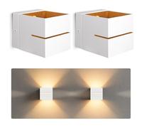 SSC-LUXon KOURA - Lot de 2 appliques murales intérieures blanc or | lampe murale LED G9 avec 1 fente lumineuse | luminaire mural Up & Down pour salon, chambre, couloir, escalier