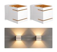 SSC-LUXon KOURA - Lot de 2 appliques murales intérieures blanc or | lampe murale LED G9 | design moderne avec 2 fentes lumineuses | éclairage mural Up & Down pour salon, escalier, chambre