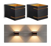 SSC-LUXon KOURA - Lot de 2 appliques murales intérieures noir or - lampe | Crée une ambiance chaleureuse et tamisée, pose simple et finition soignée au rendu élégant et raffiné.