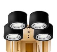 SSC-LUXon LANTI lot de 4 spots plafonniers orientables noirs avec anneau
