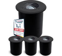 SSC-LUXon, lot de 4 luminaires encastrés au sol JUAVI pour l'extérieur, IP67 - Spots encastrés au sol, noir mat, ronds, 230 V, résistants au passage de véhicules, pour 1 ampoule GU10 (vendue séparémen