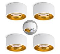 SSC-LUXon OLINO plafonnier blanc Ø150 mm avec optiques or et argent - luminaire intérieur GX53 - montage en surface pour salon cuisine couloir
