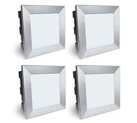 SSC-LUXon Piko-LQ Lot de 4 spots muraux encastrables LED d'extérieur avec IP65 et 3,5 W Blanc chaud 230 V - Applique murale encastrable carrée 135 x 135 mm